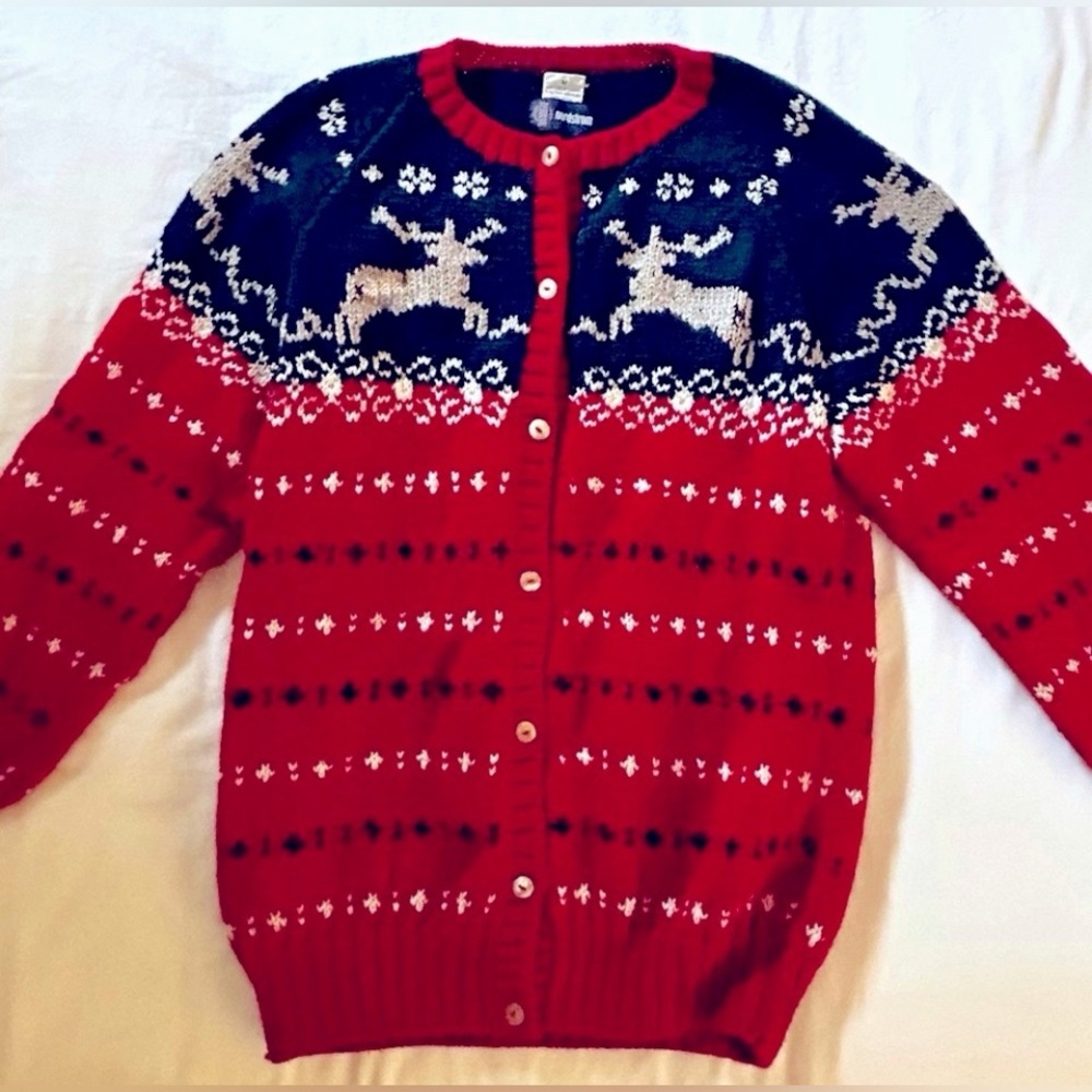 Vintage Nordstrom Hand Knitted Deer Cardigan